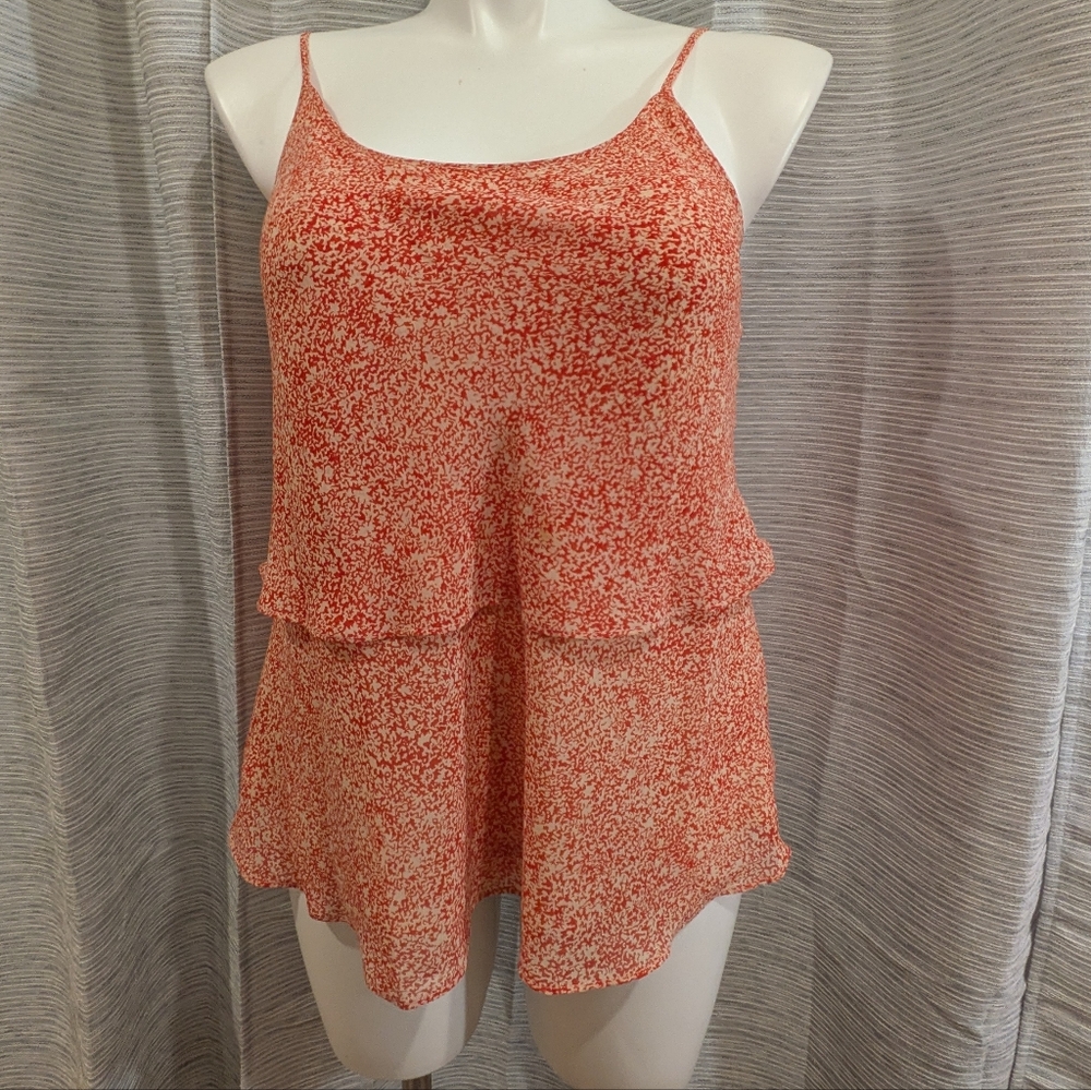 CAbi Pink Asymmetrical Tiered Sleeveless Camisole
